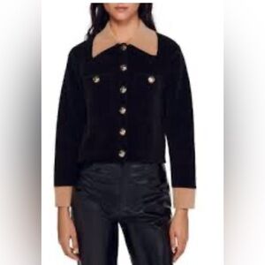 Sandro Black Jacket with Brown Accents